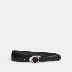 Coach Sculpted Signature Buckle Reversible Belt 20 Mm Riemen Dames Zwart | BE_CH47543