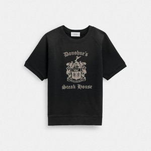Coach Shrunken Raglan Crewneck T-shirts Heren Zwart | BE_CH27489