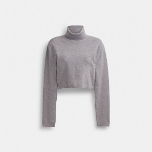 Coach Signature Cropped Turtleneck Heather Topjes Dames Grijs | BE_CH39279