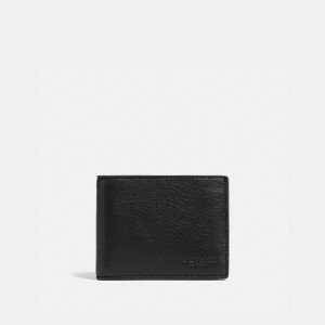 Coach Slim Billfold Wallet Sport Calf Leather Billfolds Heren Zwart | BE_CH15680