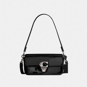 Coach Studiouette With Sequins Calf Leather Crossbodytassen Dames Zwart | BE_CH70370