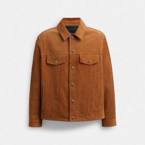 Coach Suede Leather Tan Jassen Heren Bruin | BE_CH24136