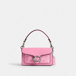 Coach Tabby 12 In Signature Crossbodytassen Dames Zilver Roze | BE_CH70176