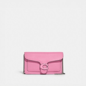 Coach Tabby Chain Polished Pebble Leather Crossbodytassen Dames Zilver Roze | BE_CH82257