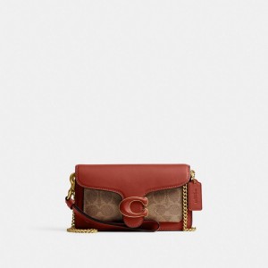 Coach Tabby Crossbody In Signature Kleine Portefeuille Dames Bruin Rood | BE_CH92853