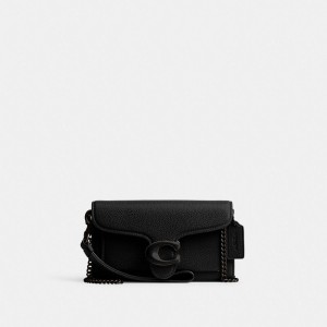 Coach Tabby Crossbody Polished Pebble Leather Kleine Portefeuille Dames Zwart | BE_CH36863
