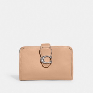 Coach Tabby Medium Smooth Leather Grote Portefeuille Dames Zilver | BE_CH49243