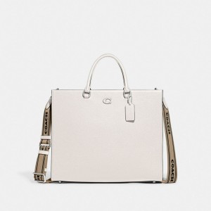 Coach Tote 40 With Signature Canvas Chalk Tote Dames Wit | BE_CH70416