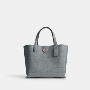 Coach Willow 24 Embossed Crocodile Tote Dames Grijs Blauw | BE_CH51144