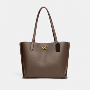 Coach Willow Pebble Leather Tote Dames Donkergrijs | BE_CH60102