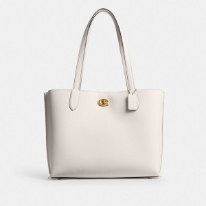 Coach Willow Work 38 Brass Tote Dames Wit | BE_CH12971