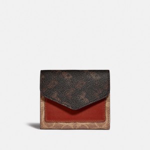 Coach Wyn With Horse And Carriage Printed Kleine Portefeuille Dames Bruin Rood | BE_CH55817